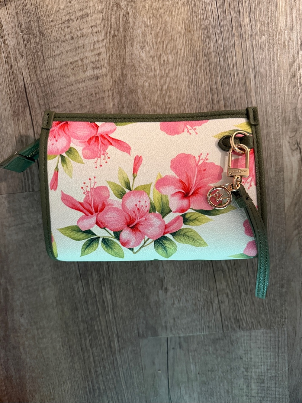 Anne Klein Floral Wristlet Clutch Wallet Pink Hibiscus Women